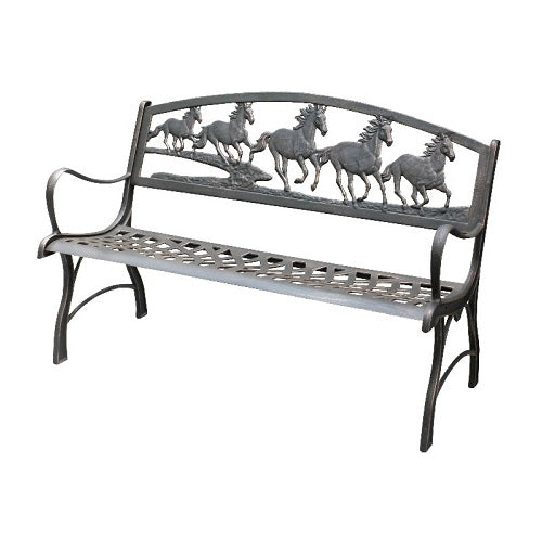 Running Horse Design Iron Bench