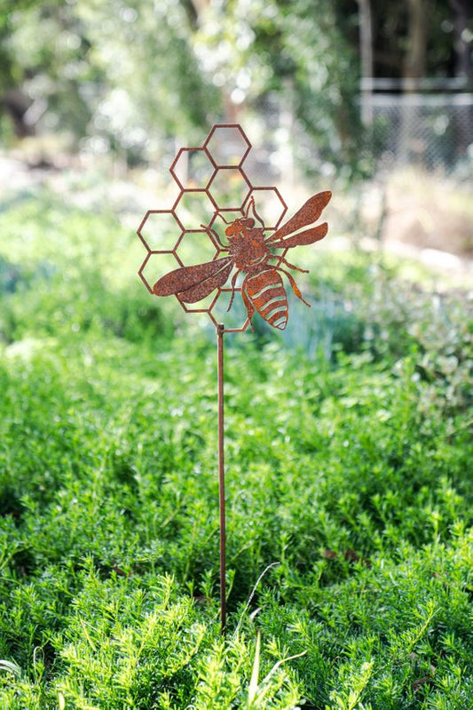 Bee On Honeycomb -  Garden Stake