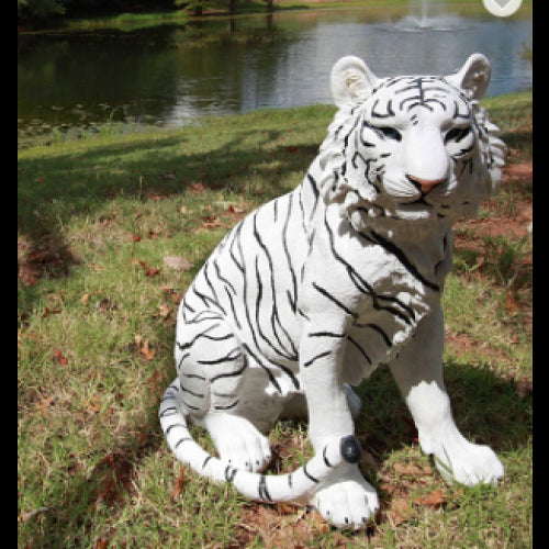 Sitting White Tiger Statue