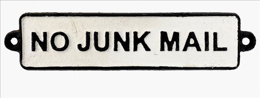 No Junk Mail Sign - White