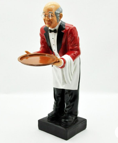 Waiter Statue Holding Tray