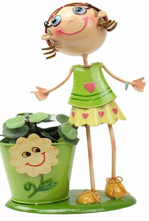 Girl with Sunflower Planter Pot