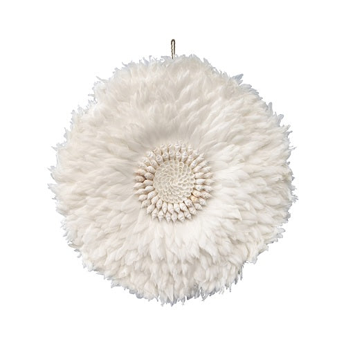 Shells with Feathers Round Wall Hanging