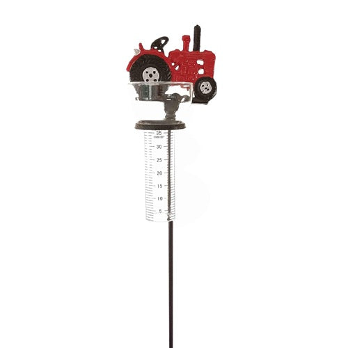 Red Tractor Rain Gauge