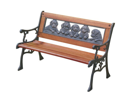 Kids Cast  Iron &  Wood  Bench-Puppies