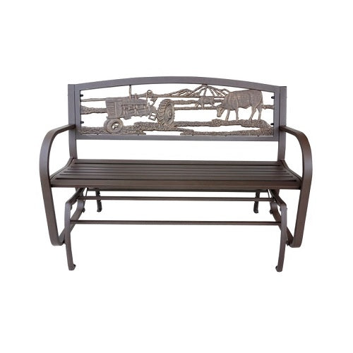 Farm Scene Cast Iron Glider Bench