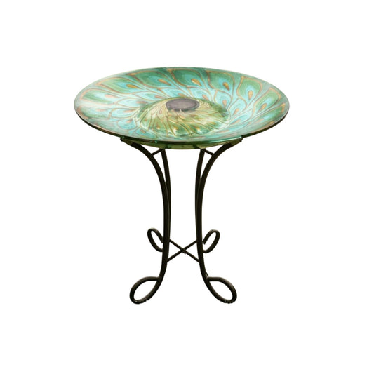 Bird Bath On Stand-Peacock Green-SOLAR