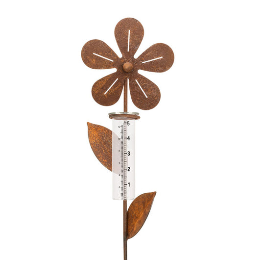 Rusty Flower Rain Gauge