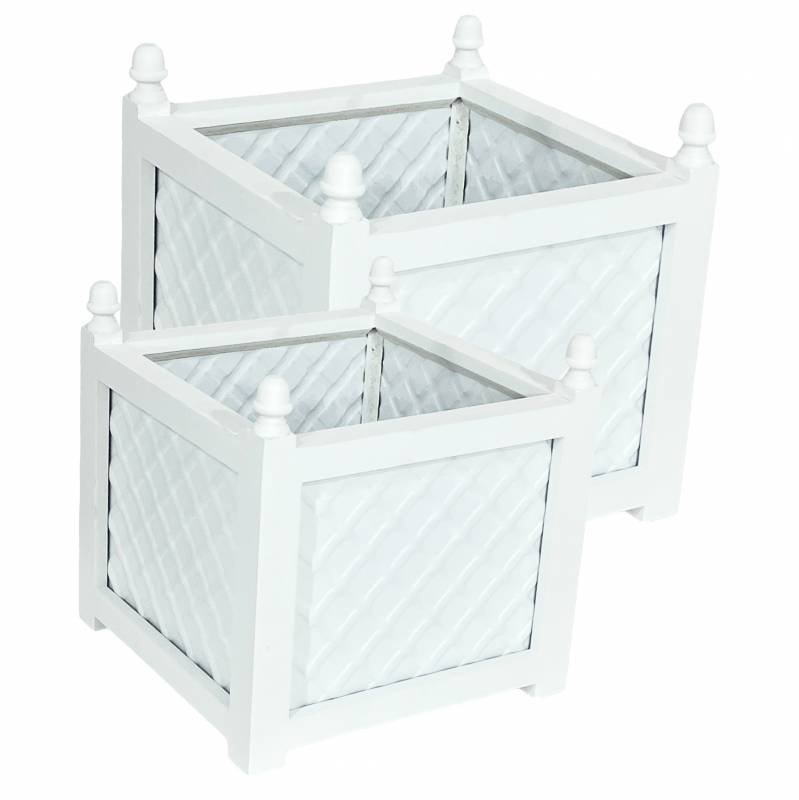 Hamptons Planters Set Of 2- White