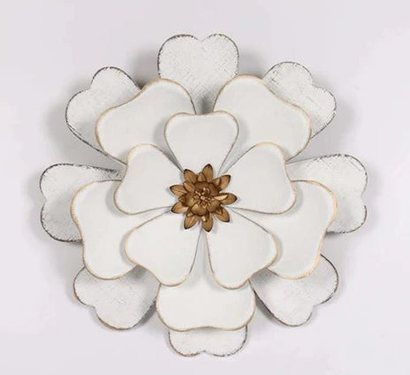 White Flower Metal Wall Decoration