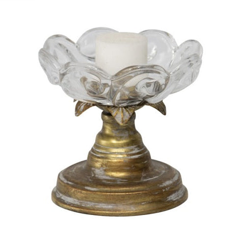 Pillar Candle Holder Lustre and Glass