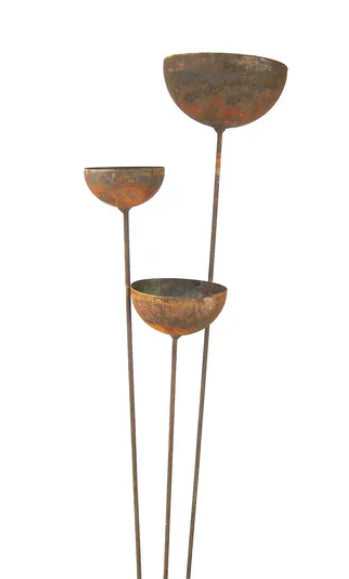 Rain Bowl  Garden Stakes  Set of 3