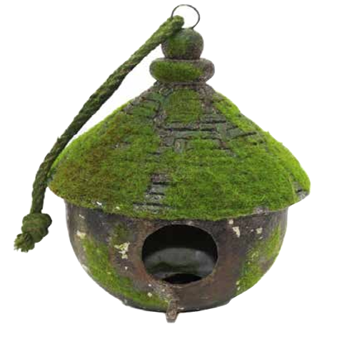 Hanging Bird House- Moss Stone Finish
