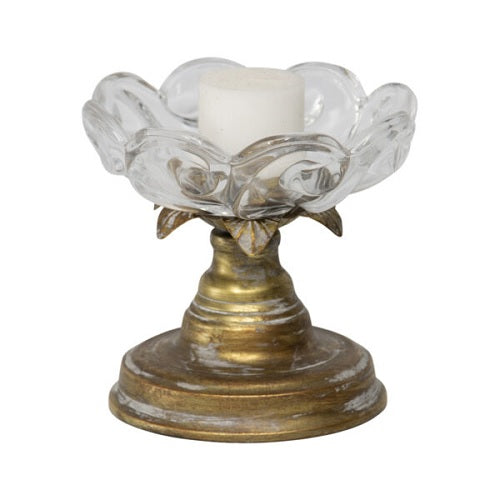 Pillar Candle Holder Lustre and Glass